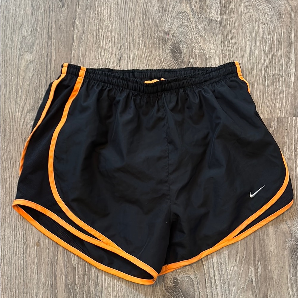 Nike Black and Orange Dri-FIT Shorts